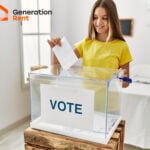 Young voter casting ballot symbolising new voting rights for private renters