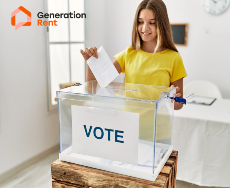Young voter casting ballot symbolising new voting rights for private renters