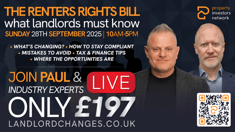 Promotional banner for the Renters’ Rights Bill landlord training event with Paul Shamplina and Simon Zutshi.