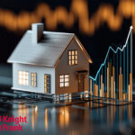 Model house beside rising financial graph symbolising UK housing market recovery.