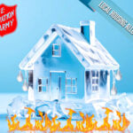 Frozen house melting over flames symbolising housing crisis amid Local Housing Allowance freeze