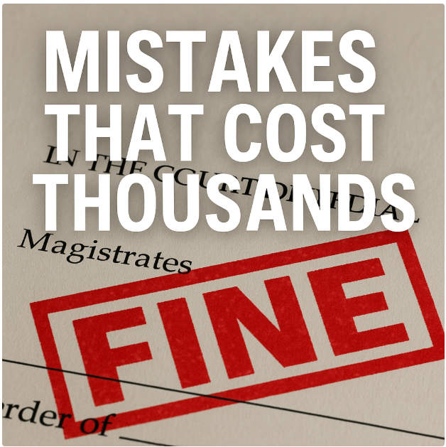 Legal document marked “FINE” highlighting costly landlord mistakes
