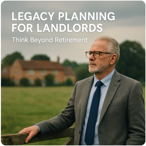 Mature landlord in suit contemplating property legacy planning in rural setting