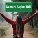 Woman celebrating new Renters’ Rights Bill in a forest setting.
