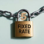 Five-year fixed rate mortgage concept shown with lock and chain