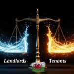 Scales of justice balancing landlords and tenants in Wales housing debate
