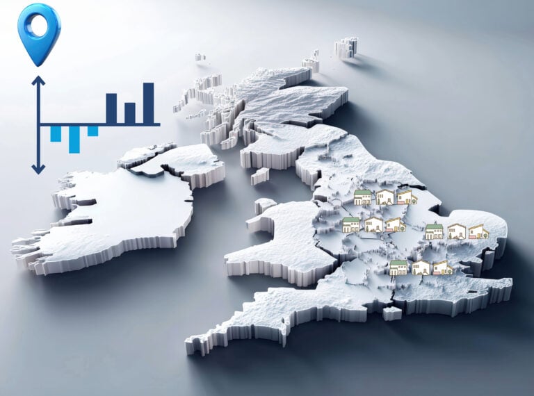 Map of UK showing regional HMO property growth and decline trends