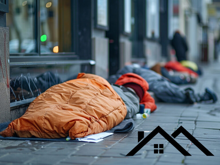 People sleeping rough on a city street highlighting homelessness crisis
