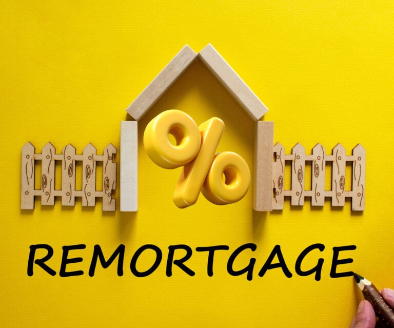 House outline with percentage symbol representing remortgage deals for landlords