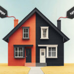 Split house showing rent control exemptions for Build-to-Rent and mid-market rental properties in Scotland