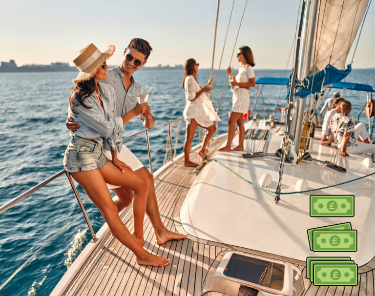 Young people enjoying a luxury yacht trip while facing rising rent and housing costs