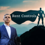 Sadiq Khan with superhero imagery highlighting rent control debate
