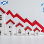Declining rental housing supply in Scotland shown by falling houses and downward red arrow