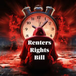 Landlord facing looming Renters Rights Bill deadline with clock symbolizing urgency