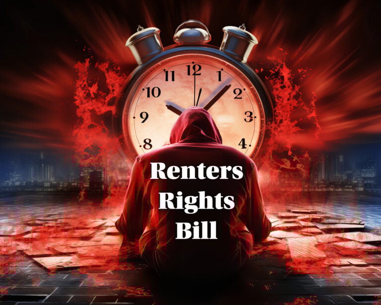 Landlord facing looming Renters Rights Bill deadline with clock symbolizing urgency