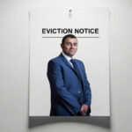 Eviction notice highlighting landlord dispute over rising rents
