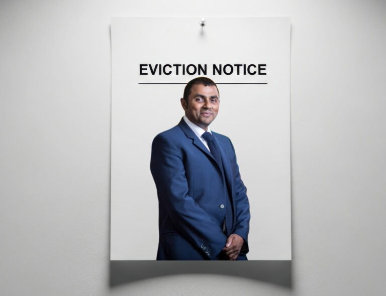 Eviction notice highlighting landlord dispute over rising rents