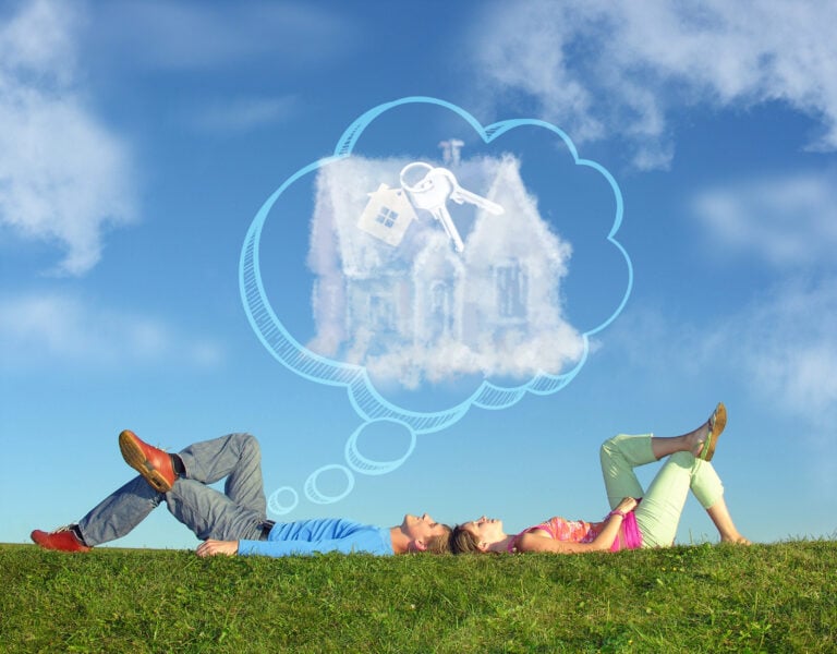 Couple dreaming about owning a home and starting a property rental business.