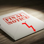 Final notice letter symbolizing rising buy-to-let repossessions despite falling arrears
