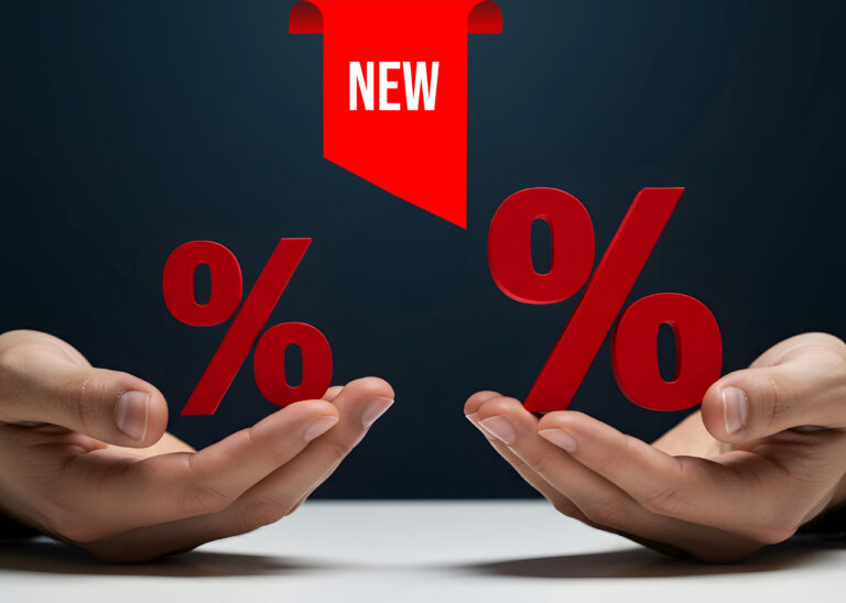Red percentage symbols representing new buy-to-let mortgage rate offers.