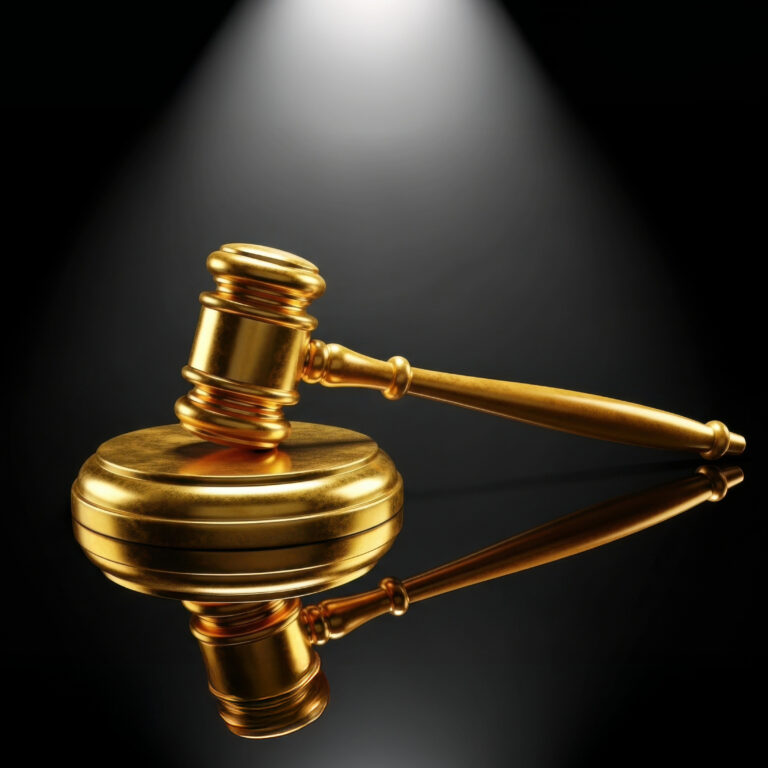 Golden judge’s gavel symbolising housing tribunal rulings and landlord accountability.