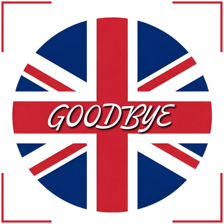 Union Jack graphic with the word “Goodbye,” symbolising UK landlords moving abroad.