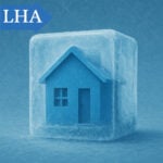 Frozen blue house symbolising continued freeze of Local Housing Allowance rates