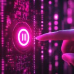 Finger pressing a glowing pink pause button symbolizing property market uncertainty before the Autumn Budget