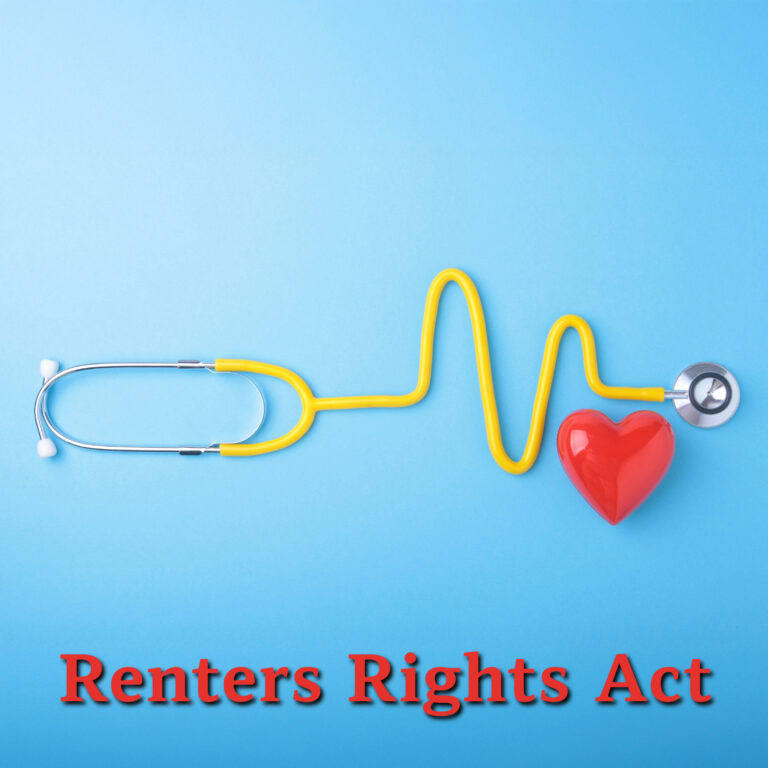 Stethoscope shaped like a heartbeat line with a heart symbol to illustrate upcoming rental law changes