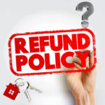 Refund policy graphic with house keys illustrating unexpected rent refunds