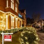 Exterior of a London rental property decorated with festive lights, highlighting availability during the seasonal slowdown.