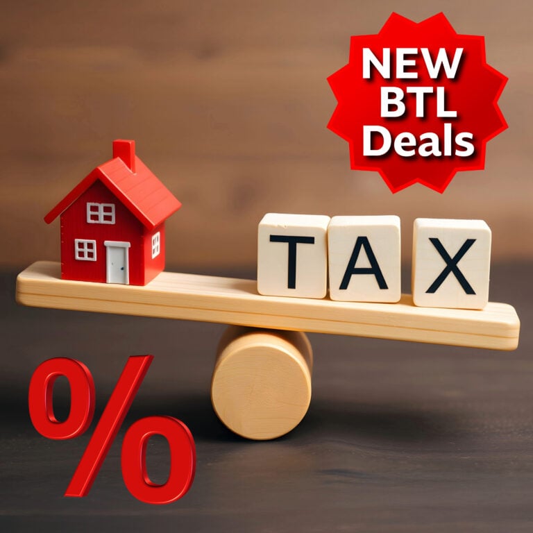 House and tax blocks balanced on a seesaw illustrating changes to buy-to-let affordability
