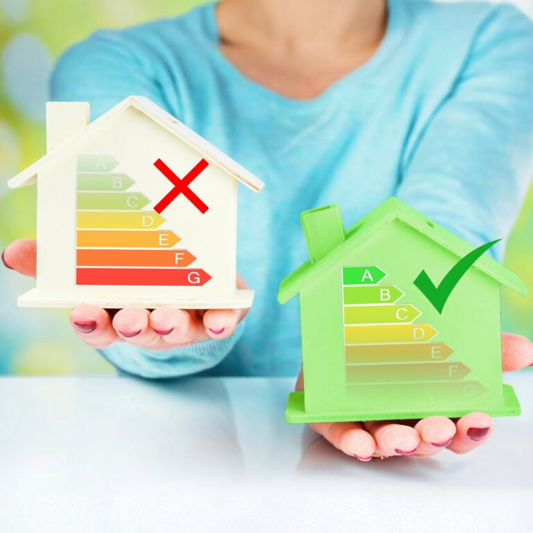 Comparison of low and high EPC-rated homes highlighting energy efficiency choices for landlords and tenants