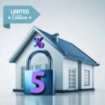 Limited edition five-year fixed mortgage offer highlighted with a house and 5% lock graphic
