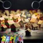 Student housing miniatures under magnifying glasses highlighting concerns over rental reform impact