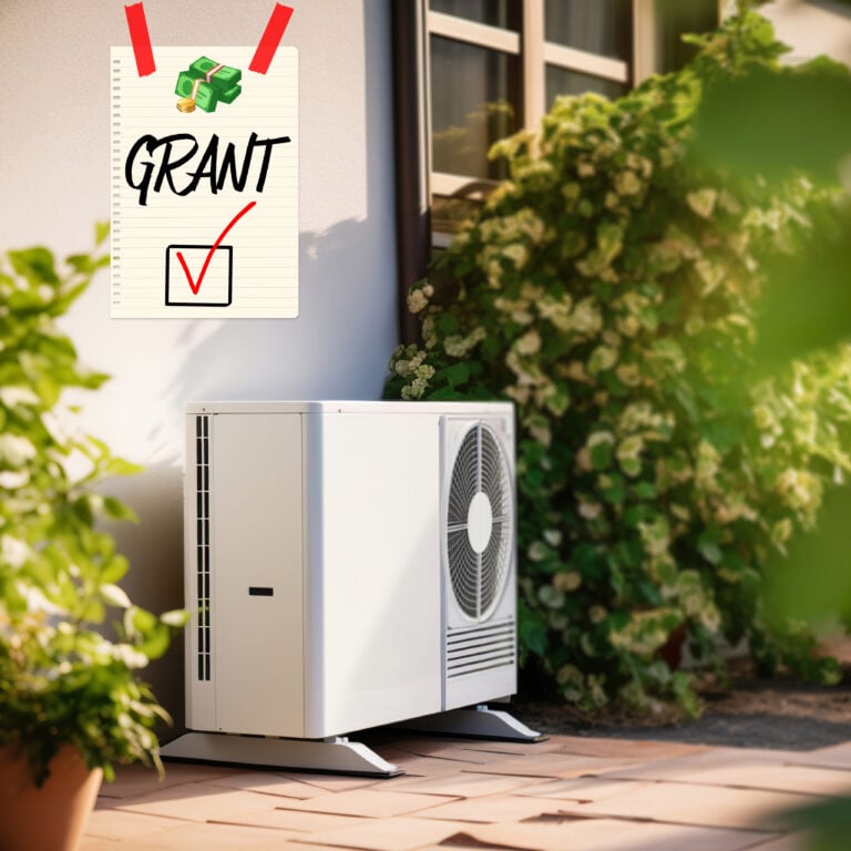 Air-to-air heat pump outside a home highlighting eligibility for new government grant