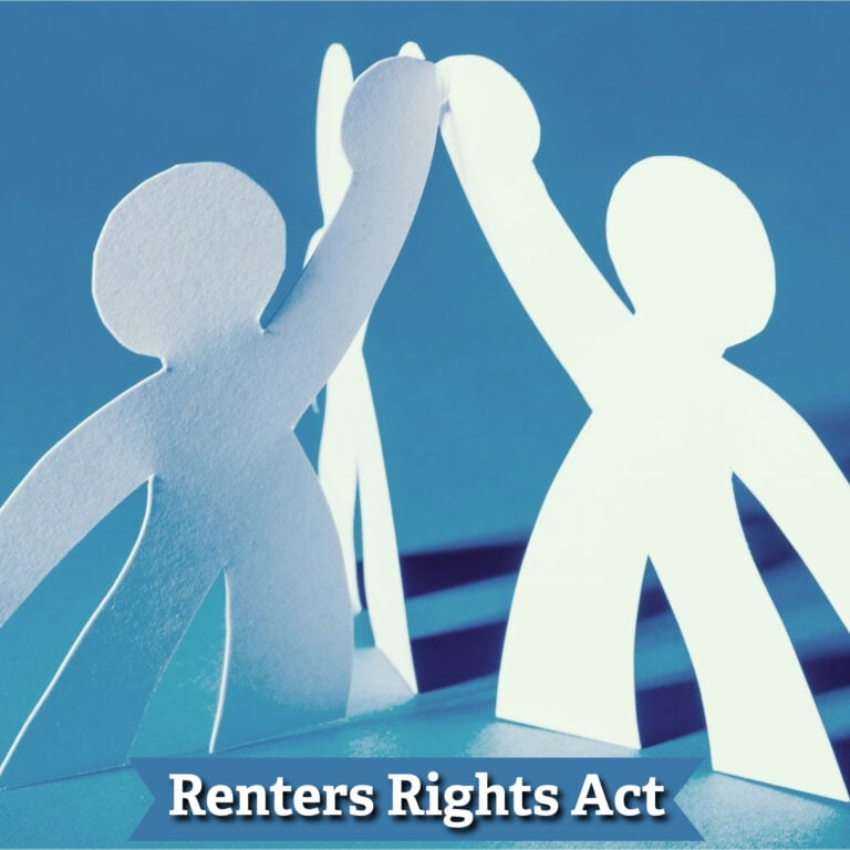 Paper cut-out figures high-fiving, symbolising tenant rights and protections under the Renters’ Rights Act