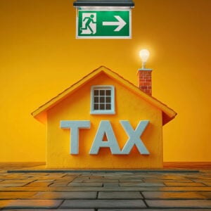 House-shaped graphic with ‘TAX’ on the front illustrating rising landlord tax pressures