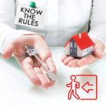 Rules for landlords ending a tenancy, showing hands holding house and keys