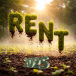 Moss-covered word “RENT” emerging from soil with 2025 below, symbolising the UK rental market outlook