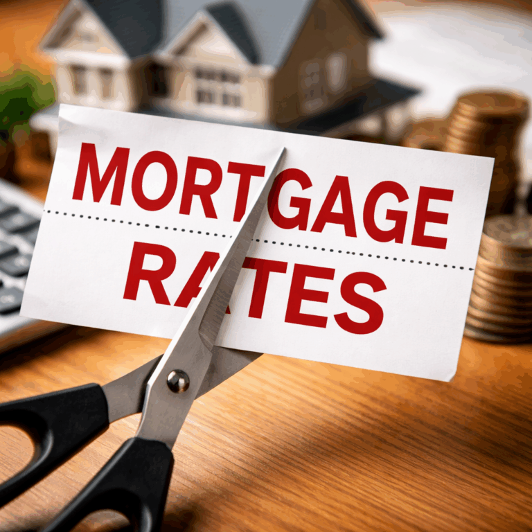 Scissors cutting a “Mortgage Rates” sign, symbolising buy to let lenders reducing rates and competing for landlords