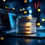 Stack of paper records glowing on a laptop, illustrating landlords’ concerns about Making Tax Digital compliance