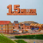 New housing development under construction with brick homes and machinery, illustrating the government’s 1.5 million homes target