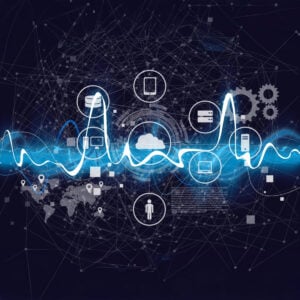 Abstract digital network visual representing collection and analysis of private rented sector enforcement data