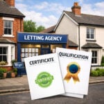Letting agency office with qualification certificates highlighting updated Renters’ Rights Act training for agents