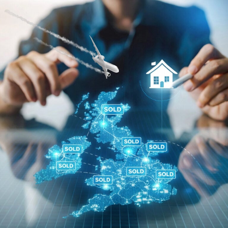 Interactive map showing UK regions with sold homes and international buyers, highlighting overseas property ownership