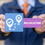 Relocation concept showing a move from one location to another as renters face rising rents