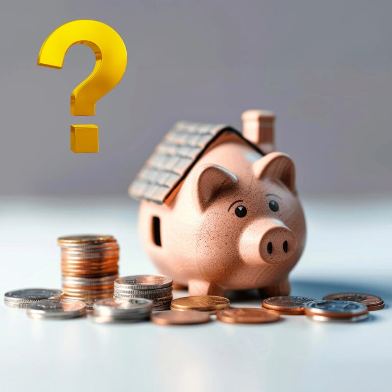 Piggy bank with coins and a question mark illustrating a tenancy deposit dispute and outstanding rent arrears