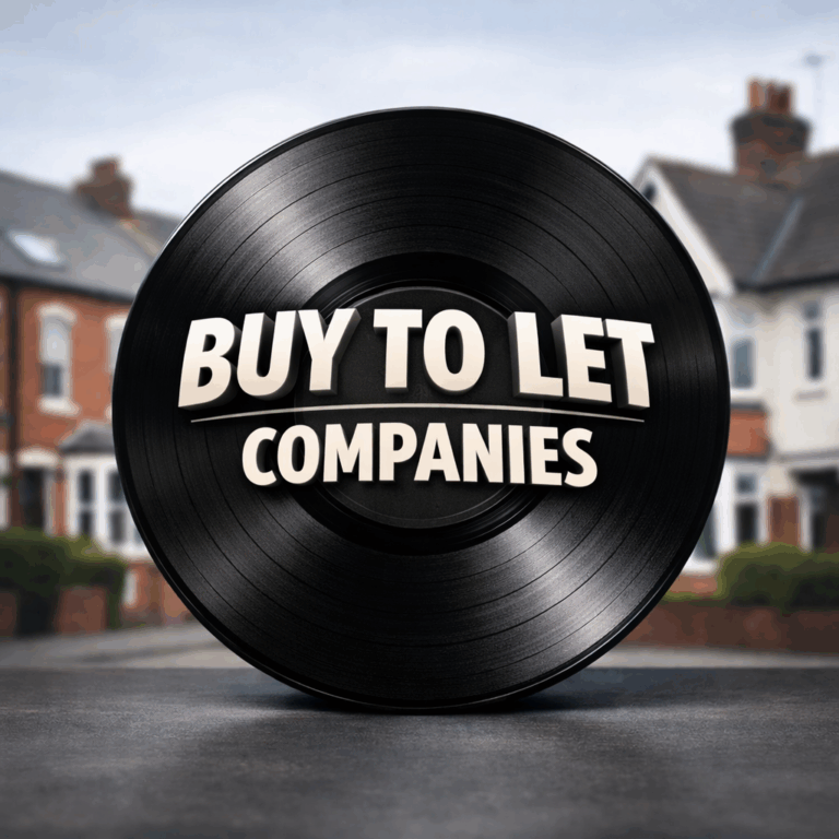 Buy to let companies sign in front of UK residential houses