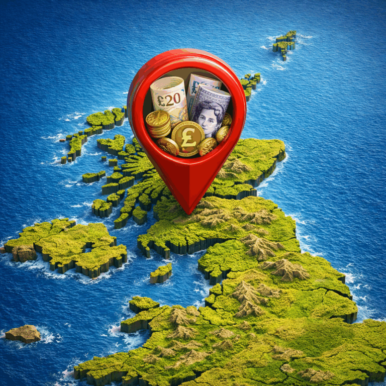 Map of the UK with Glasgow highlighted, symbolising top residential investment returns